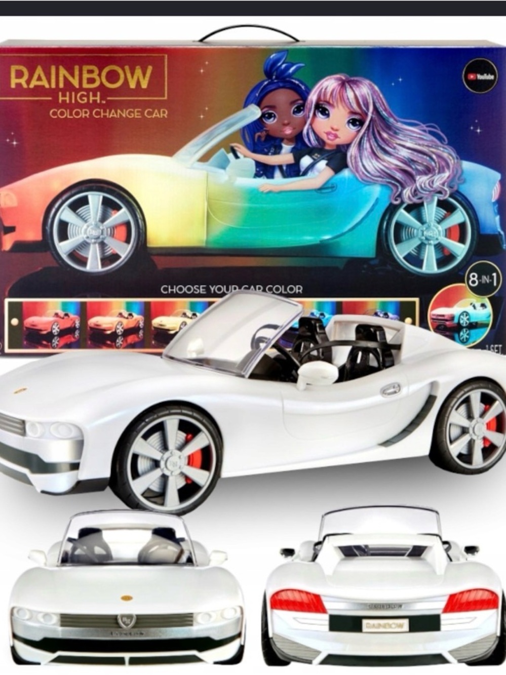 Rainbow White Convertible Toy Car by Rainbow